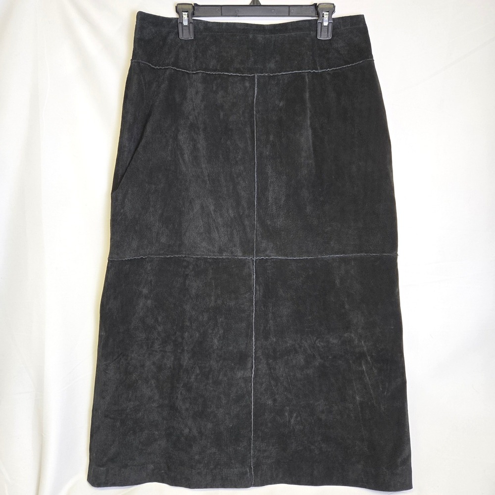 Jessica Holbrook Suede Skirt Black Lined Zip Grunge Western 90s Y2K Size 16 33"W